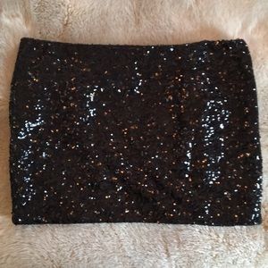 Black sequin mini skirt